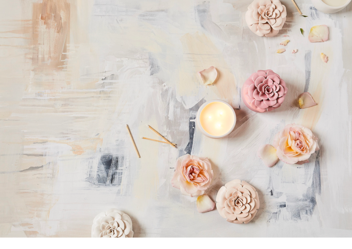 Coconut Milk Mango Ceramic Flower Candle