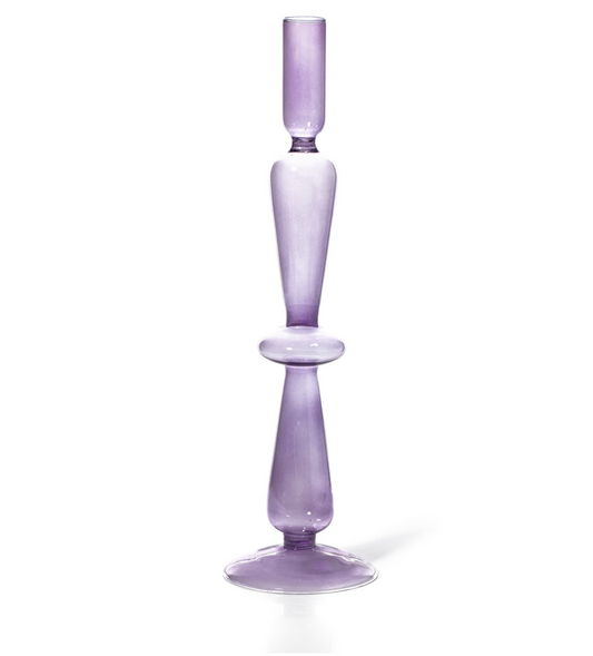 Taper Holder - Lilac coloured glass