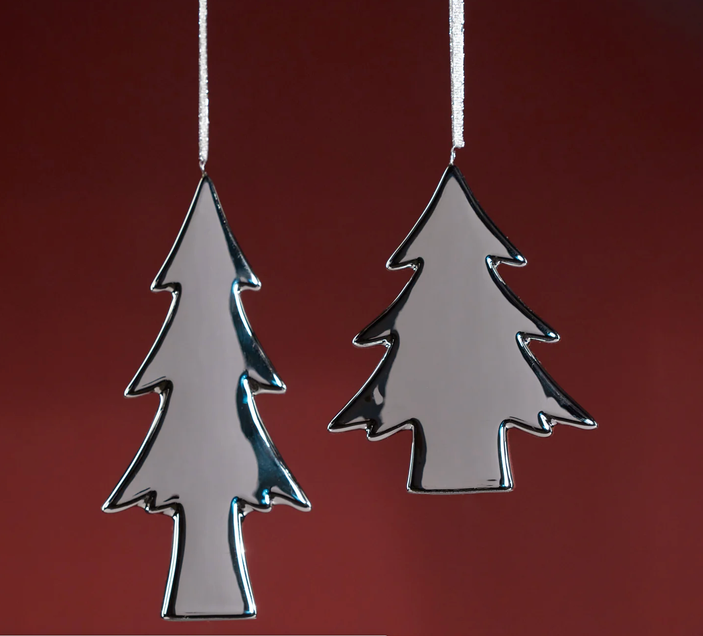 Ceramic Tree Ornament - Silver - 4.25 in