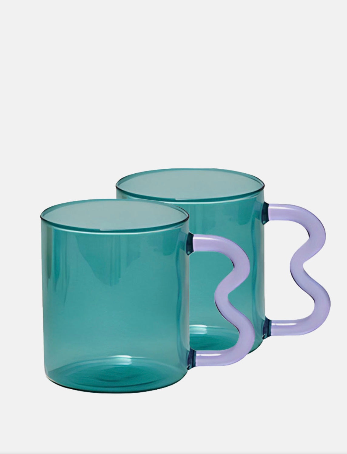 Colourful Glass Mug With Wavy Handle "Boonbon" Turquise & Purple