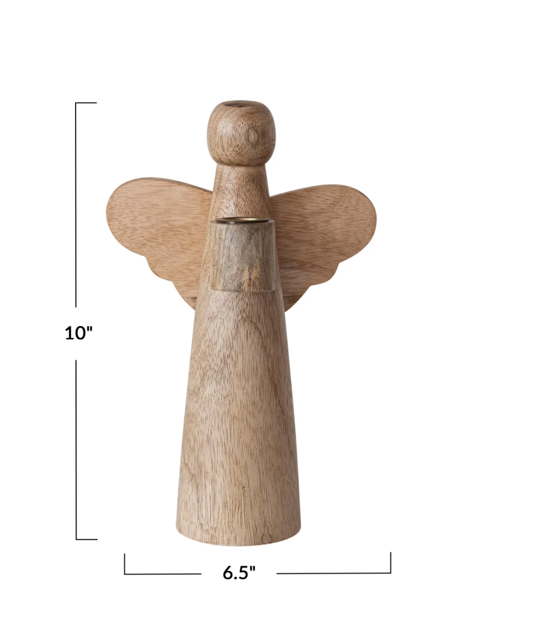 Mango Wood Angel Taper Holder - Natural (Large)