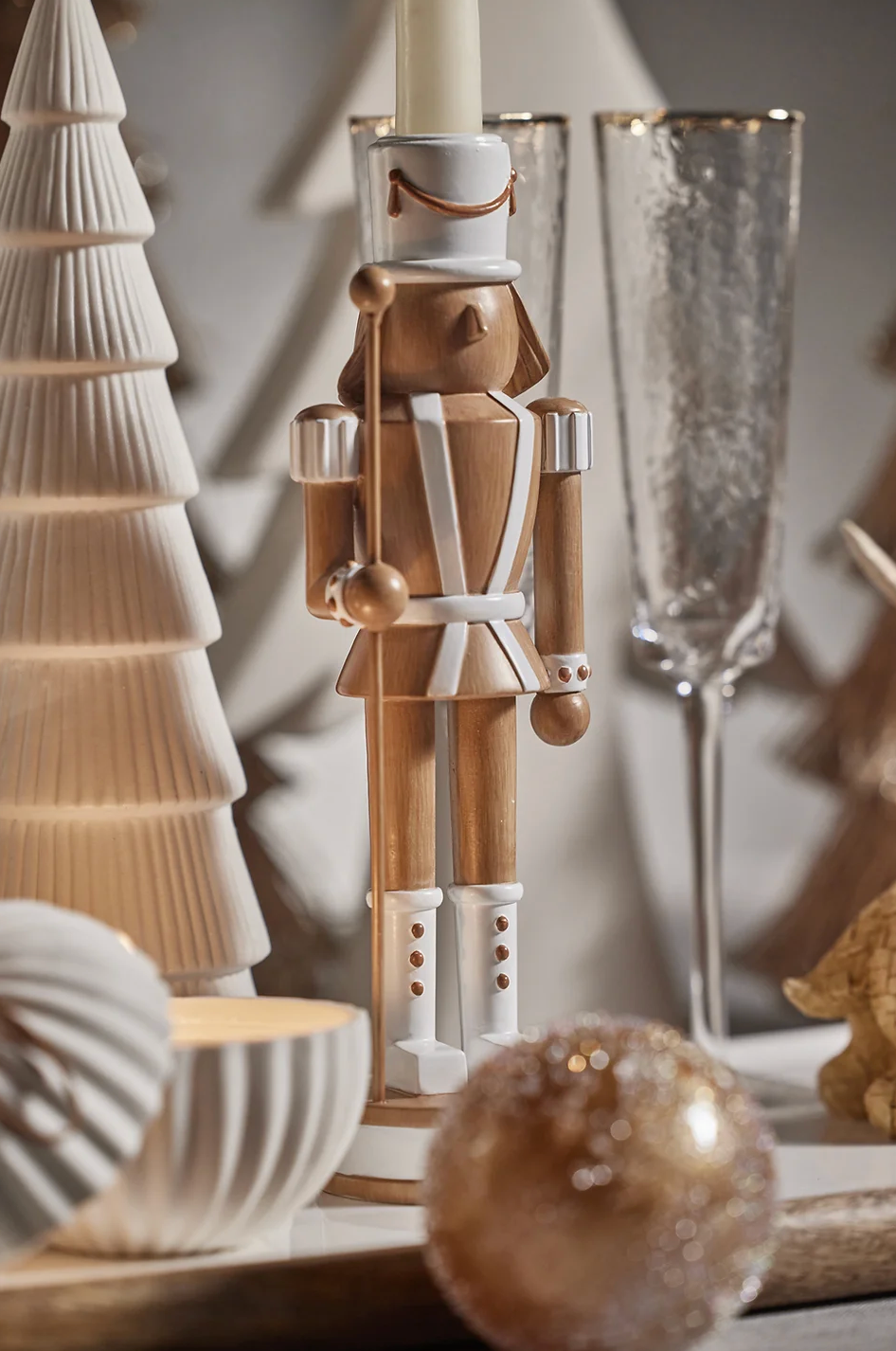 Decorative Nutcracker with Drum - Brown