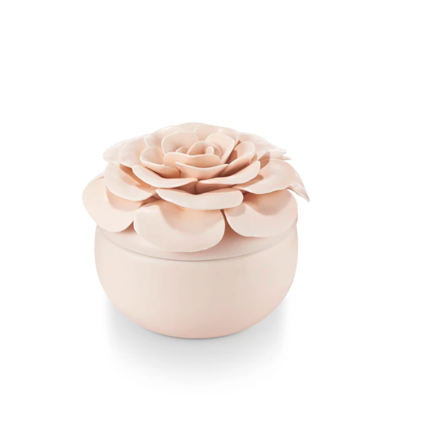 Coconut Milk Mango Ceramic Flower Candle