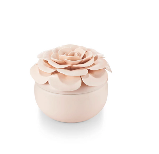 Coconut Milk Mango Ceramic Flower Candle