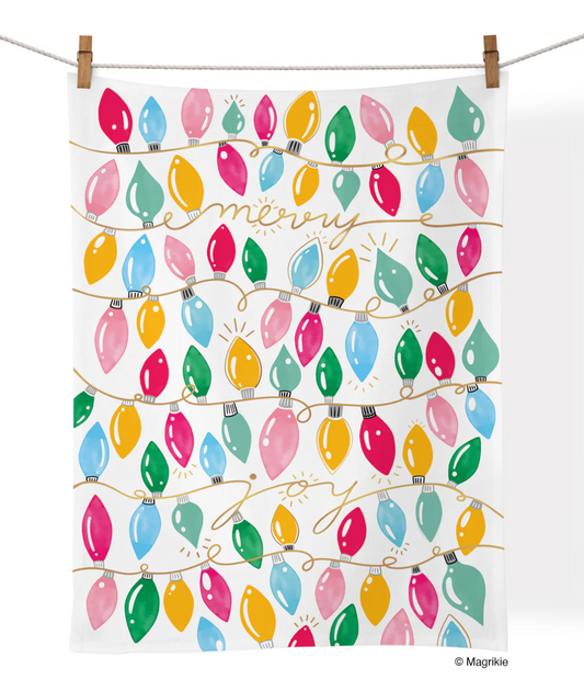 Merry Joy Lights Cotton Tea Towel