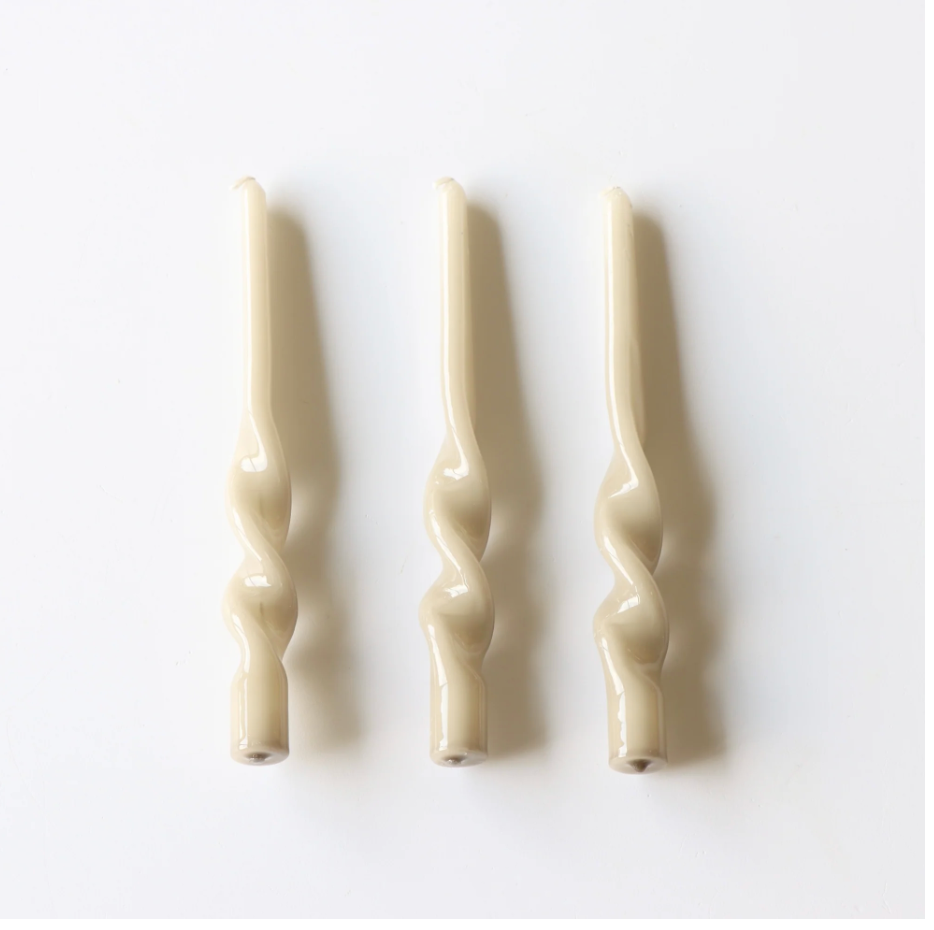 Twisted Taper Candle - Mink 3 pack